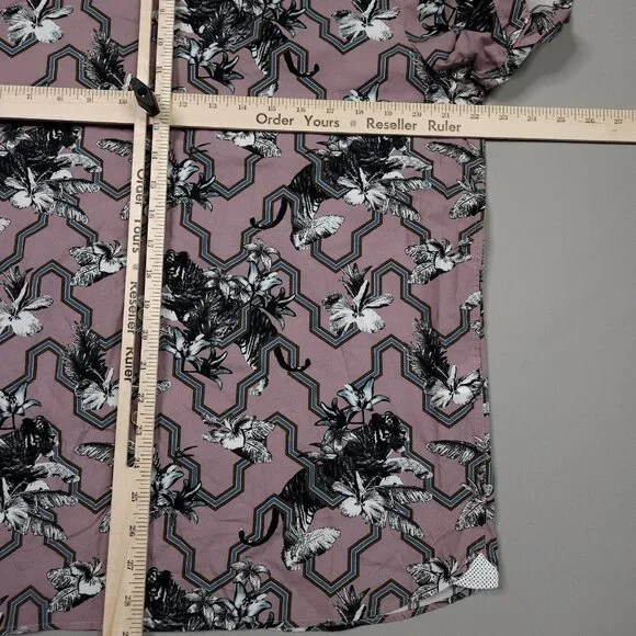 Ted Baker Stefan Tiger Mash Up Slim Fit Button Up Shirt Preppy Lightweight 5 XL - Picture 7 of 8